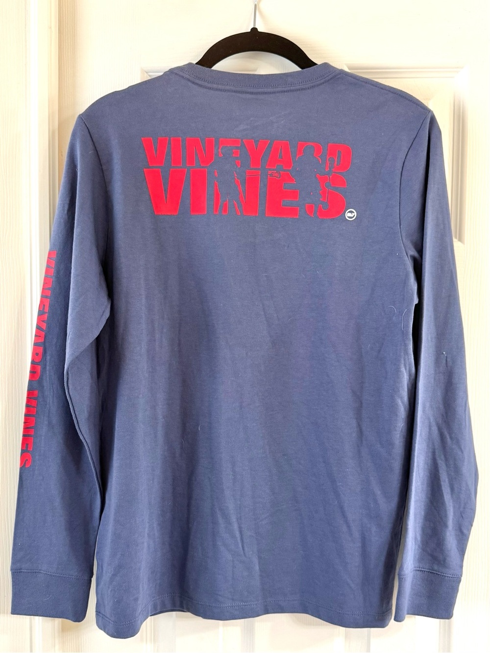 Vineyard Vines Lacrosse Navy Long-Sleeve Tee with Red Logo